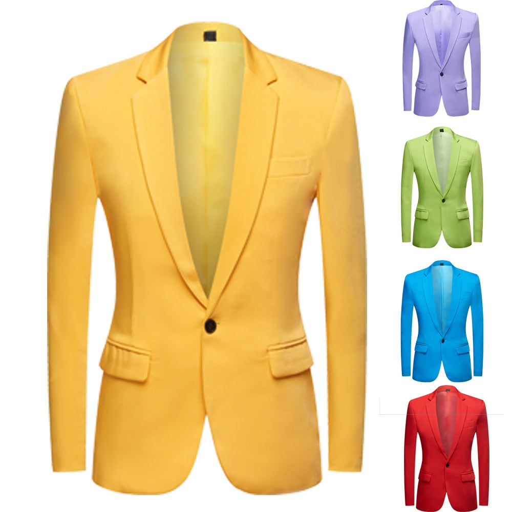 Mens Casual Colourful Blazers Autumn Spring Fashion Slim Suit Jacket Men Blazer Masculino Clothing Homme M~5XL